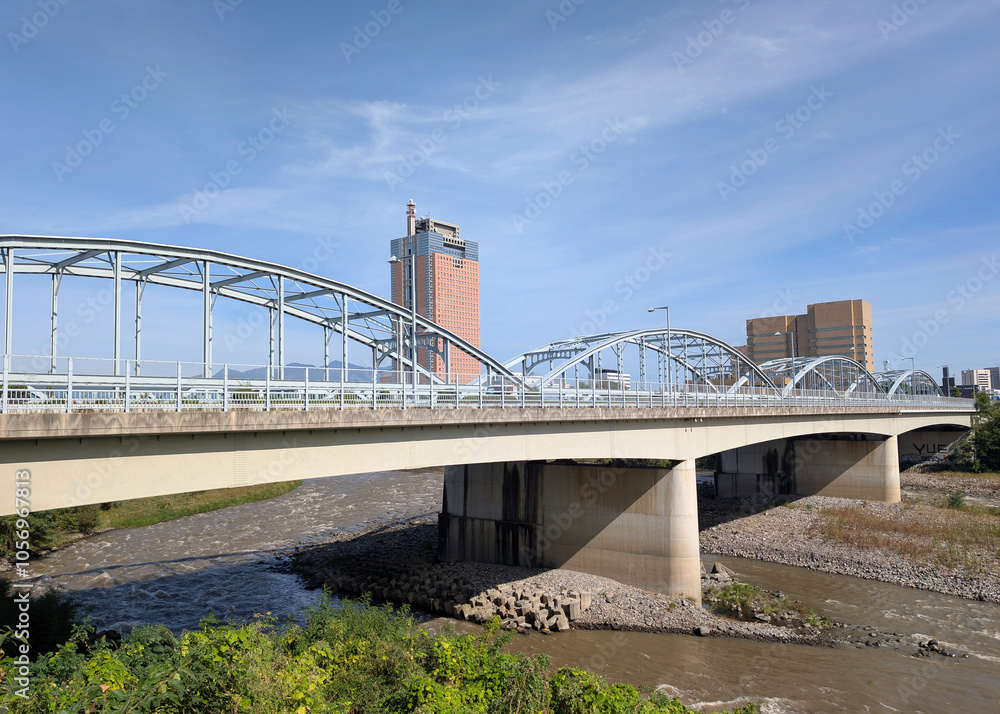 Fototapeta premium 群馬県庁と群馬大橋 群馬県前橋市