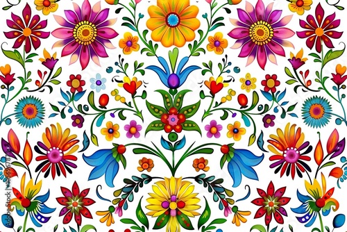 Wallpaper Mural A colorful floral pattern with a variety of flowers and leaves Torontodigital.ca