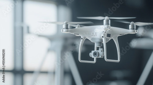 AI Etched Drone in Flight for Surveillance and Environmental Monitoring