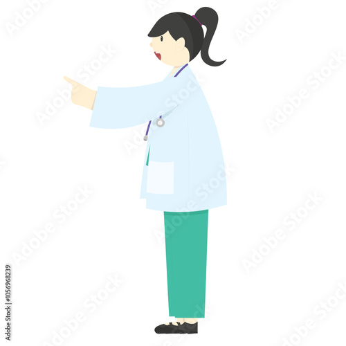 Women Doctor Ponting Vector 