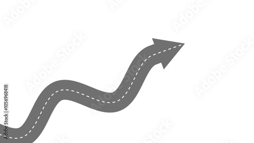 A winding road ends in the shape of an arrow, indicating progress with curves but in the right direction.