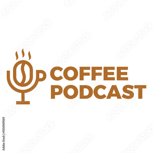 coffee podcast flat minimalist logo design