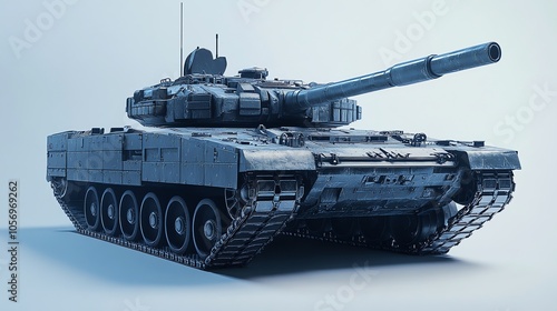 A modern military tank isolated against a white background. photo