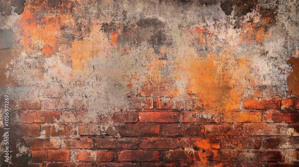 Rough brick texture with faded red and orange hues, creating a rustic, vintage feel Rough brick texture with faded red and orange hues, creating a rustic, vintage feel