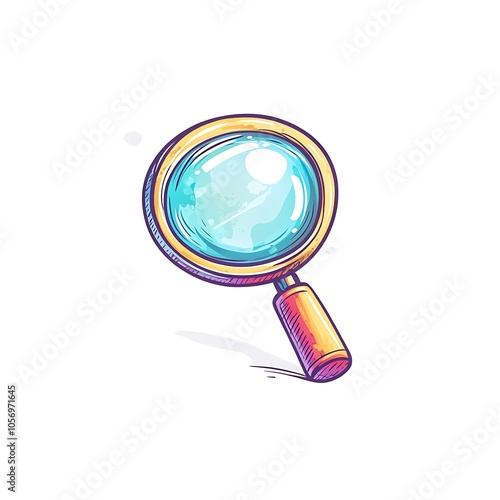 Cartoon magnifying glass with a zoom effect on a white background. photo