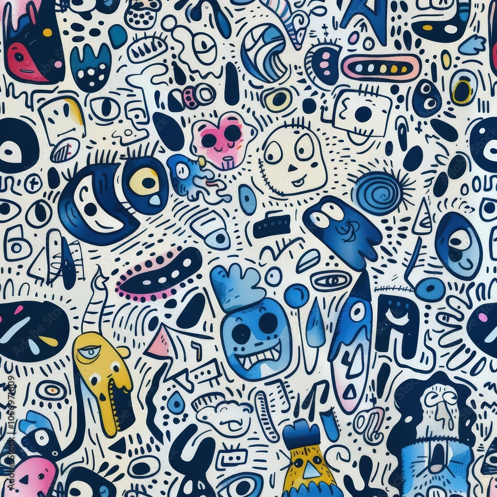 Photo of Playful doodle texture with whimsical, handdrawn elements Photo of Playful doodle texture with whimsical, handdrawn elements