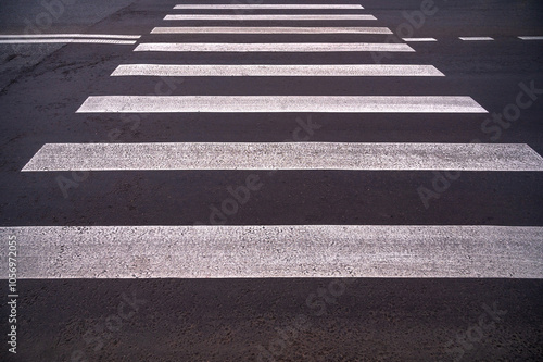 Obraz na płótnie Cross walk empty. Pedestrian crossing. Asphalt road background. Crosswalk top view. Road surfaces and highways. w salonie