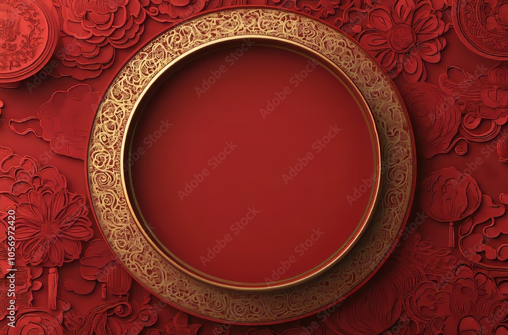 Chinese New Year background with circular space in the middle Chinese New Year background with circular space in the middle