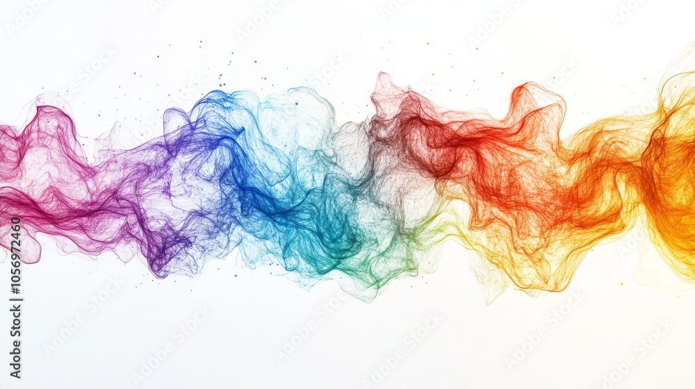 Abstract Rainbow Ink Swirls and Splashes on White Background Abstract Rainbow Ink Swirls and Splashes on White Background