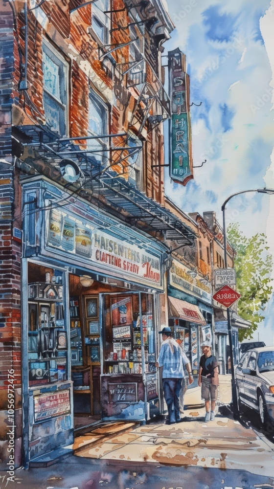 Fototapeta premium Produce a watercolor painting of an automotive repair shop near me