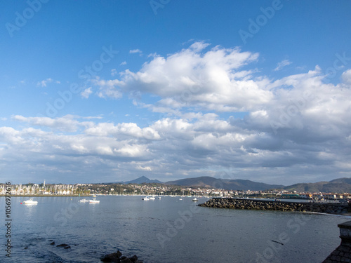Wallpaper Mural Panoramic view of the tourist town of Hondarribia in the Basque country, in the background the sea full of small boats and Hendaye. Torontodigital.ca