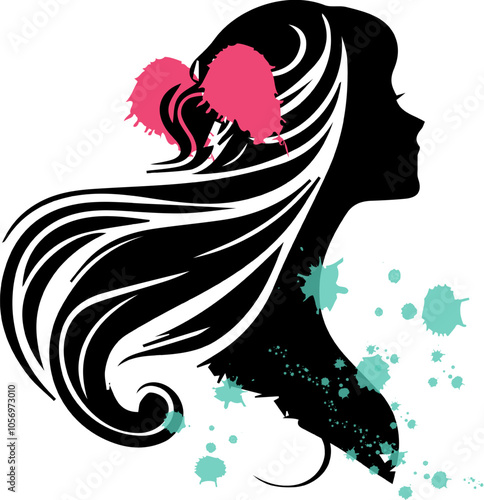 woman with hair and flowers for hair salon