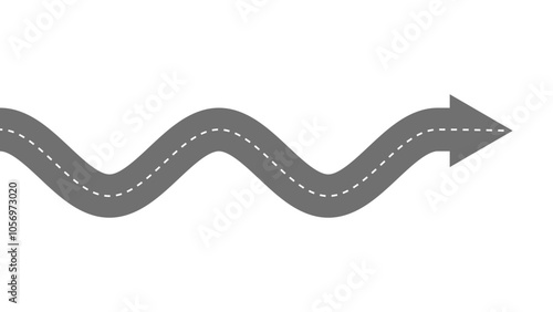 Winding road that ends in an arrow shape, indicating the direction in which it is headed.