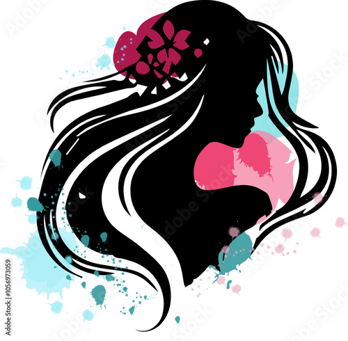 woman with hair and flowers for hair salon