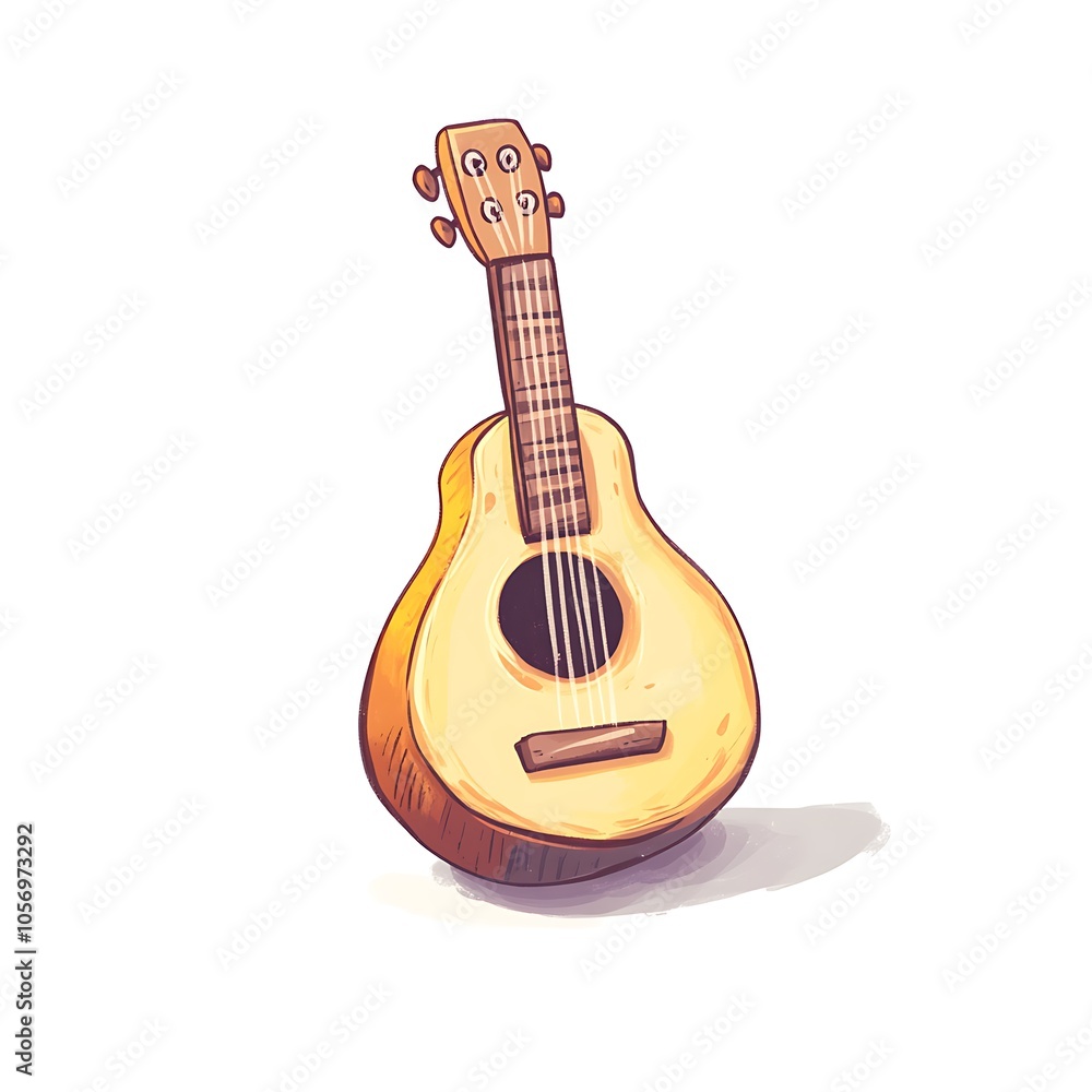 Obraz premium Cartoon musical notes with G-clef on a white background.