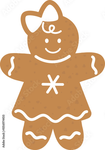 Cute holiday gingerbread man cookies vector illustration.
Isolated Christmas gingerbread man icon.