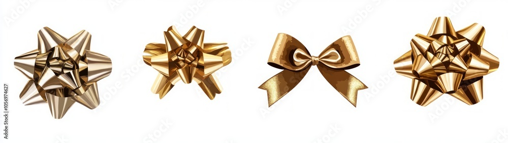 Golden Gift Bows - Decorative Design Golden Gift Bows - Decorative Design