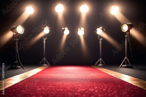 Red carpet on black background photo