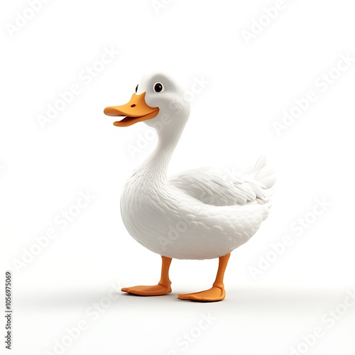 A cartoon duck walking on a white background.