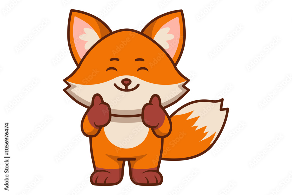 Fototapeta premium Cute Fox Giving a Thumbs Up Illustration