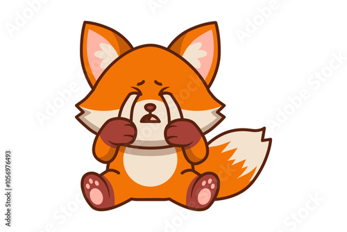 Cute Fox Crying Illustration