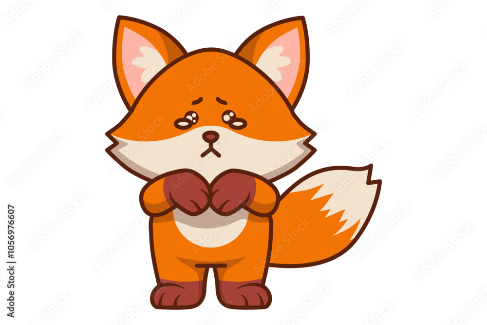 Cute Sad Fox Standing Illustration Cute Sad Fox Standing Illustration