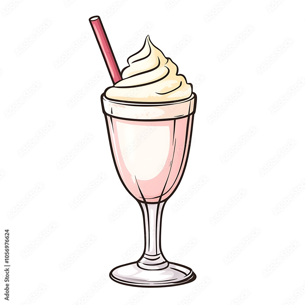 A cartoon milkshake with a straw on a white background. A cartoon milkshake with a straw on a white background.