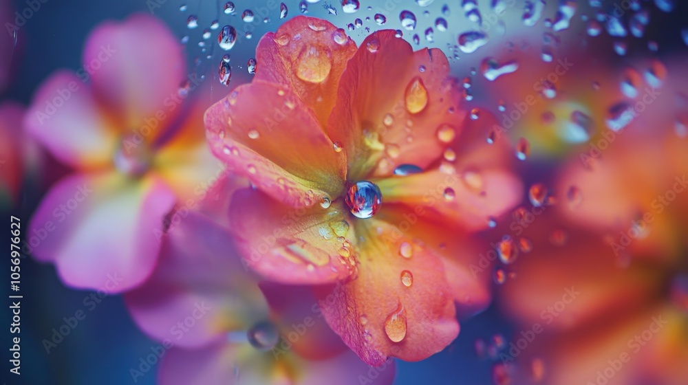 Flowers Reflected on a Rainy Window Flowers Reflected on a Rainy Window