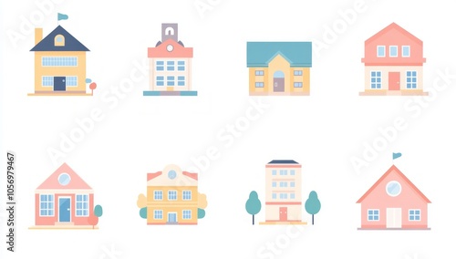 Collection of Colorful Building Illustrations