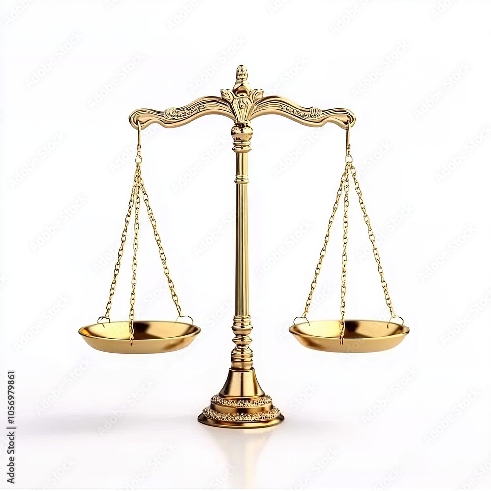 Golden scales of justice no shadow isolated on white a background Golden scales of justice no shadow isolated on white a background