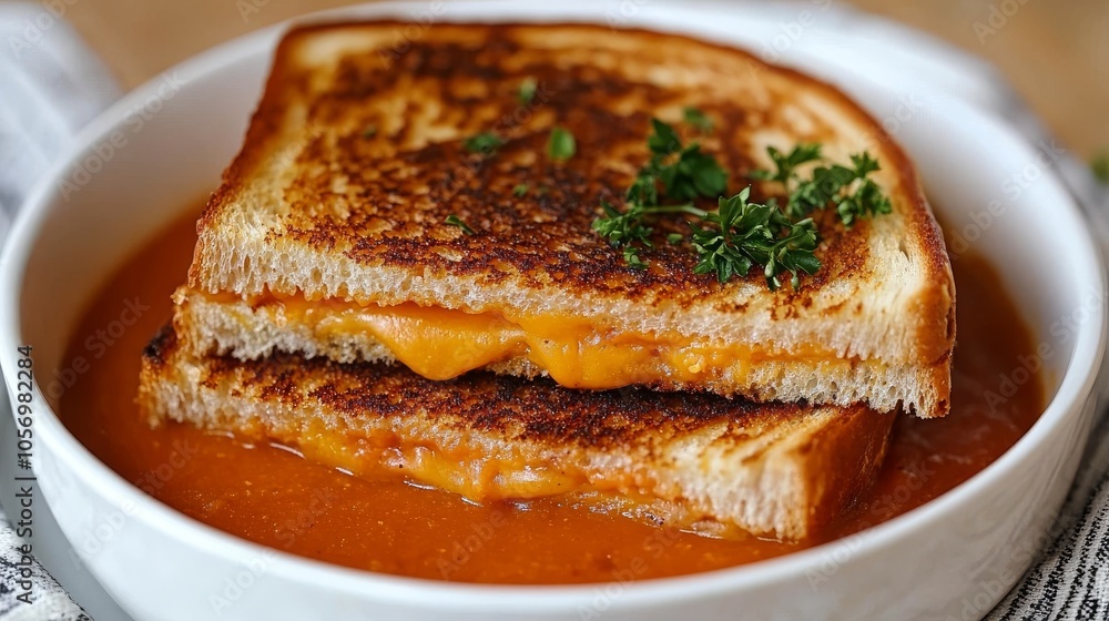 Grilled Cheese Sandwich Dipped in Tomato Soup Grilled Cheese Sandwich Dipped in Tomato Soup