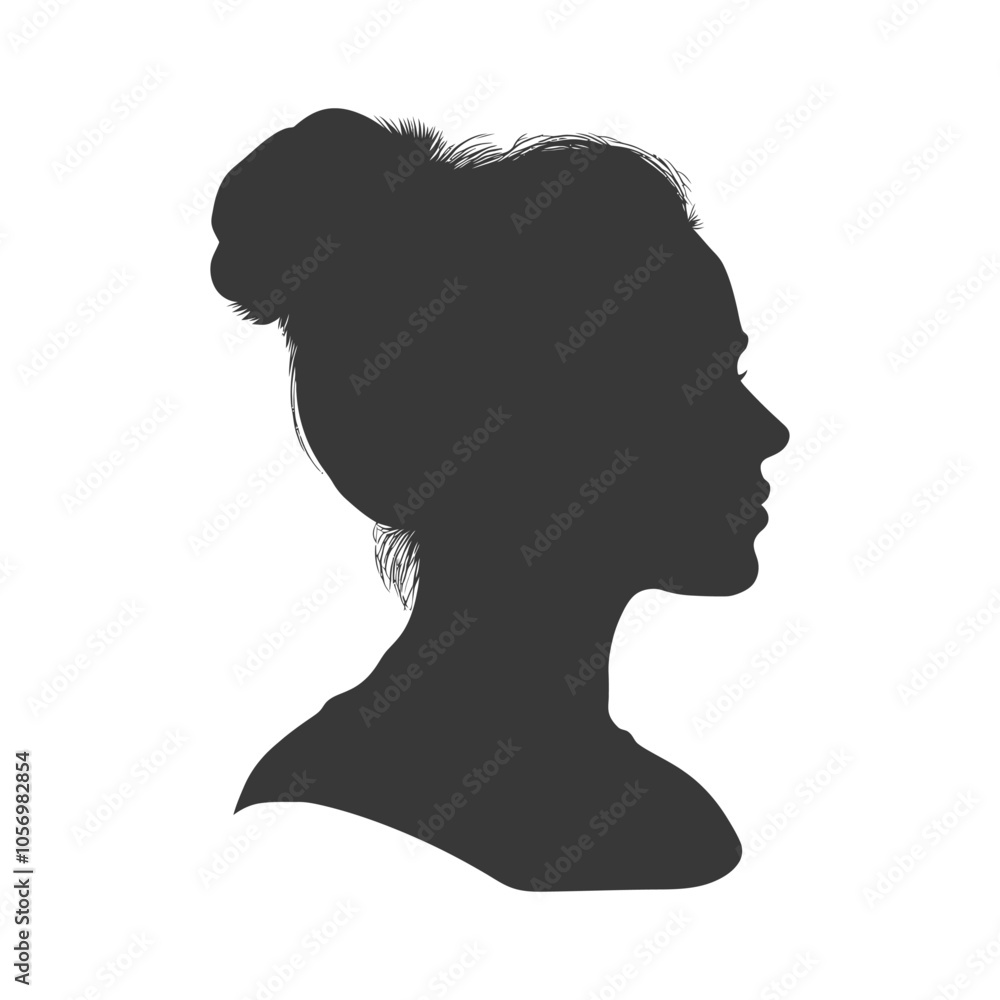 Silhouette of a Woman with Hair Pulled Up in a Bun Silhouette of a Woman with Hair Pulled Up in a Bun