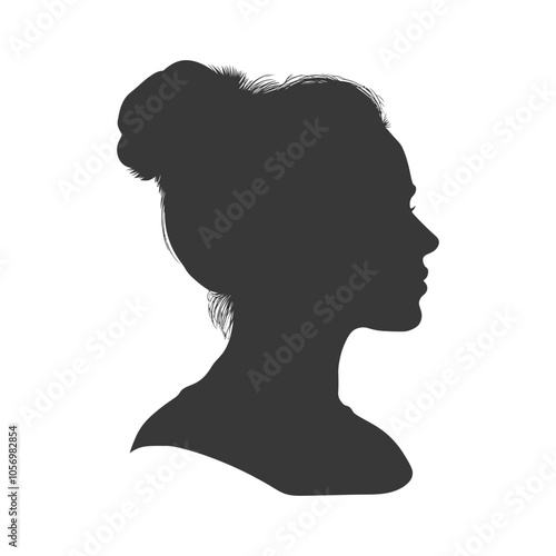 Silhouette of a Woman with Hair Pulled Up in a Bun