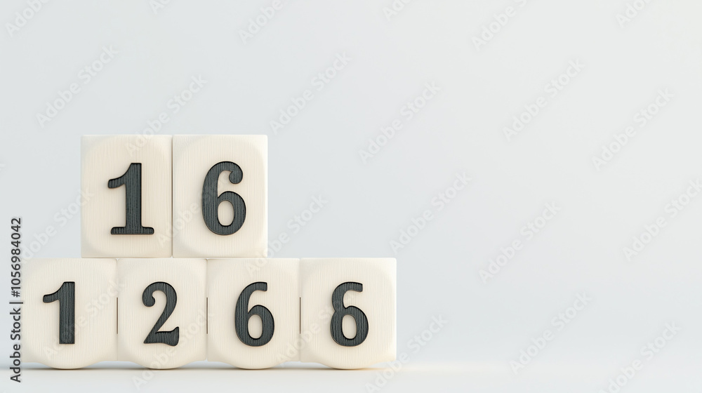 Stacked Number Blocks - 16, 1, 2, 6, 6 Stacked Number Blocks - 16, 1, 2, 6, 6