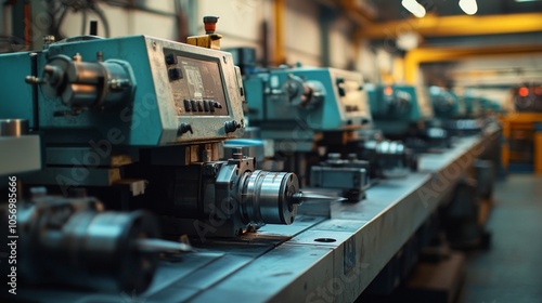 Close-up of Industrial Machinery in a Factory Setting