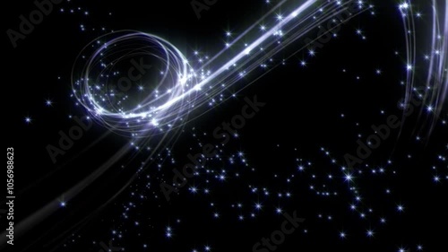 Set of 5 silver light trails with stars. Celebrations, Christmas.