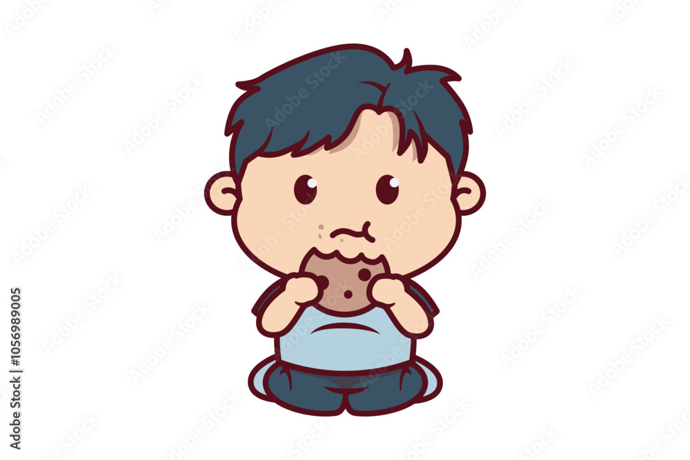 Cute Boy Eating Cookies Illustration Cute Boy Eating Cookies Illustration