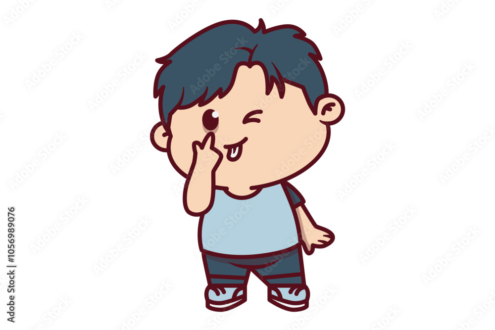 Cute Boy Is Sticking Out its Tongue Illustration Cute Boy Is Sticking Out its Tongue Illustration