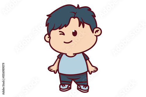 Cute Boy Winking Illustration