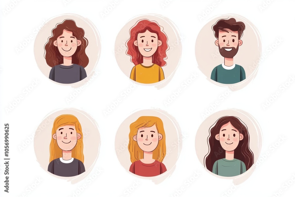 Cute cartoon character avatars in round frames Cute cartoon character avatars in round frames