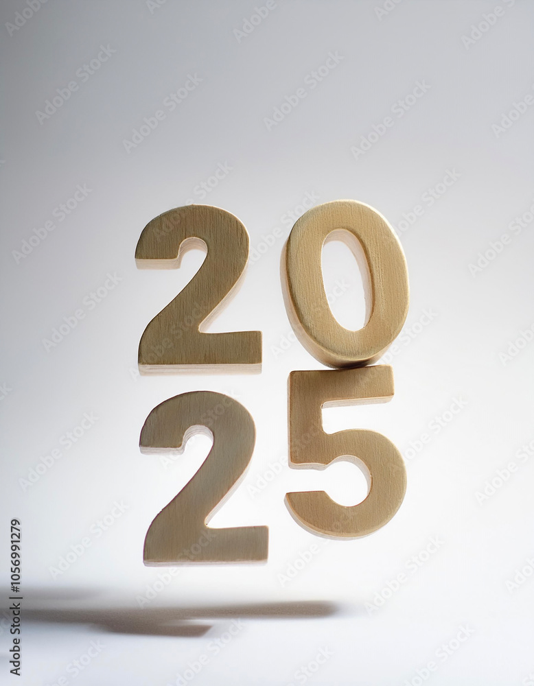 combined numbers 2025 floating or flying isolated white background combined numbers 2025 floating or flying isolated white background