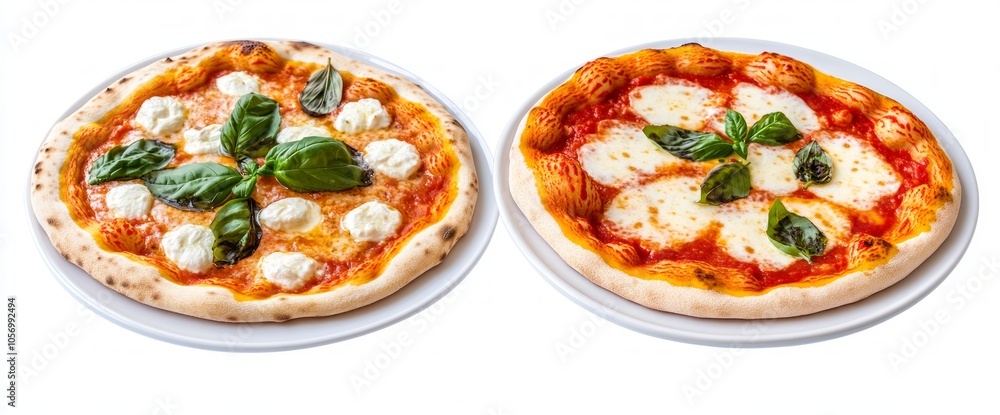 Two Delicious Pizzas with Basil Two Delicious Pizzas with Basil