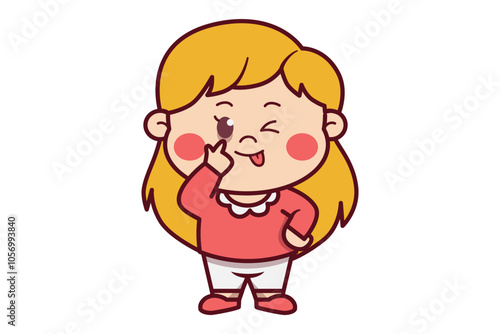 Cute Girl Is Sticking Out its Tongue Illustration