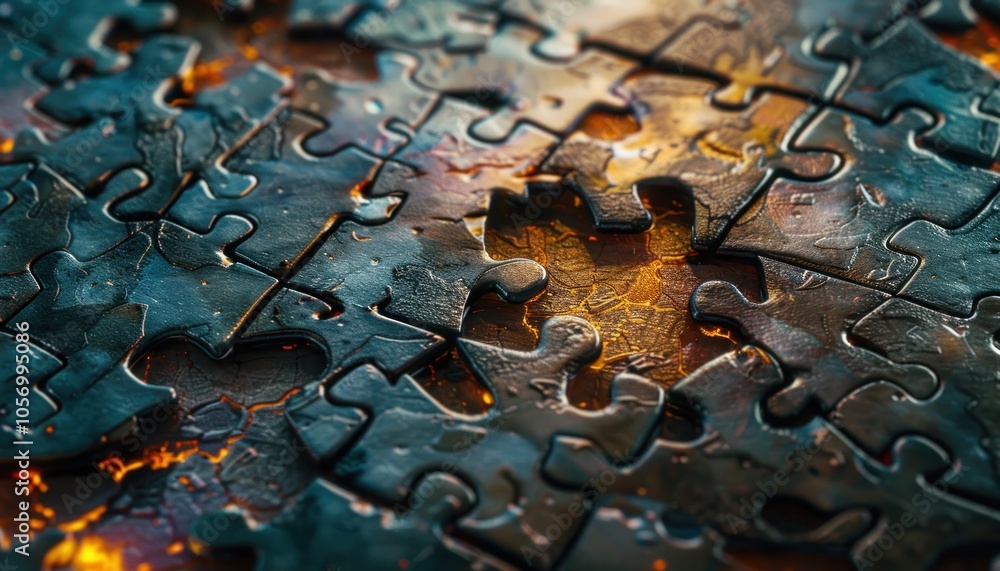 Intricate Metal Jigsaw Puzzle Pieces Forming a Complete Image, Abstract Artwork, Detailed Texture, Close-up, Interlocking Pieces, Metal Puzzle, Puzzle Pieces, Metal Texture, Metallic Puzzle, Jigsaw Intricate Metal Jigsaw Puzzle Pieces Forming a Complete Image, Abstract Artwork, Detailed Texture, Close-up, Interlocking Pieces, Metal Puzzle, Puzzle Pieces, Metal Texture, Metallic Puzzle, Jigsaw