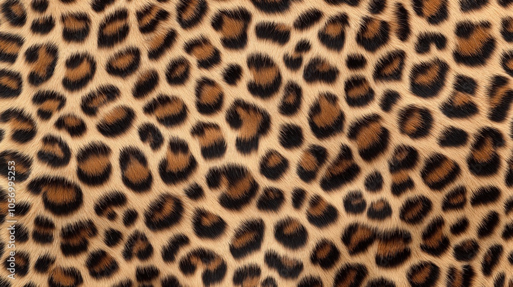 Close-up of a leopard print pattern with detailed black and brown spots on a light tan background representing animal fur texture and design. Close-up of a leopard print pattern with detailed black and brown spots on a light tan background representing animal fur texture and design.