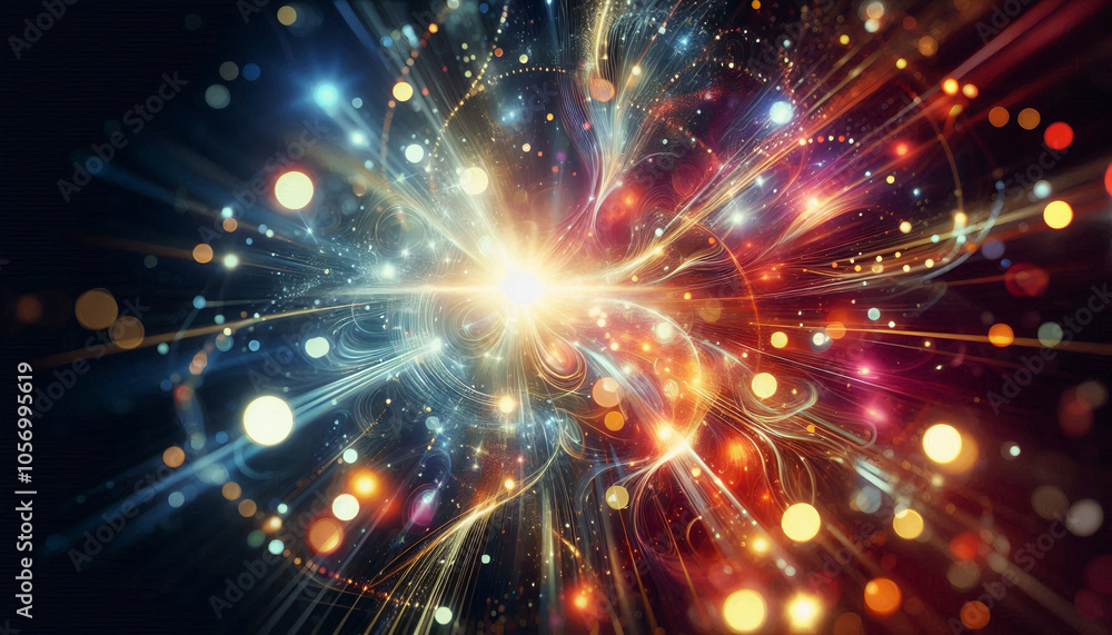 Abstract explosion of colorful lights and sparkles, creating a dynamic and radiant display of energy Abstract explosion of colorful lights and sparkles, creating a dynamic and radiant display of energy