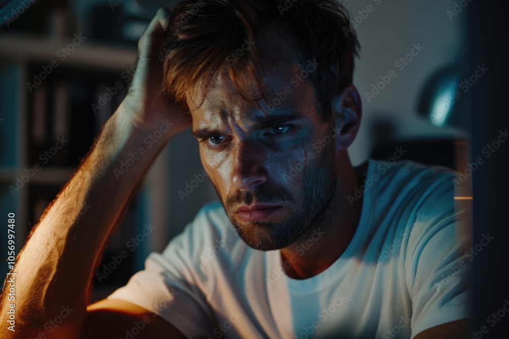 Fototapeta premium Frustration. Corporate Employee Exhausted from Long Workday Seeking Guidance