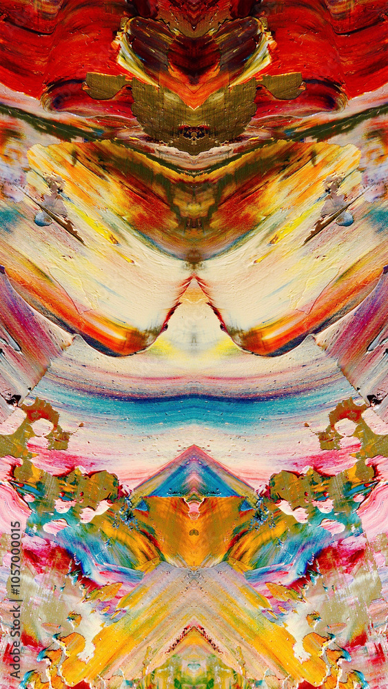 Fototapeta premium Abstract background art . Ethnic pattern. Mixtures of oil paint. Trendy hand painting canvas. Wall decor and Wall art prints Idea. 3D Texture. Art object
