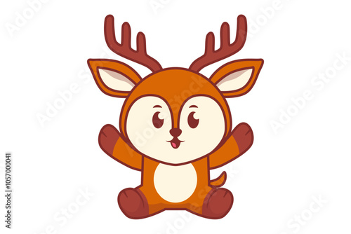 Cute Happy Deer Sitting Illustration