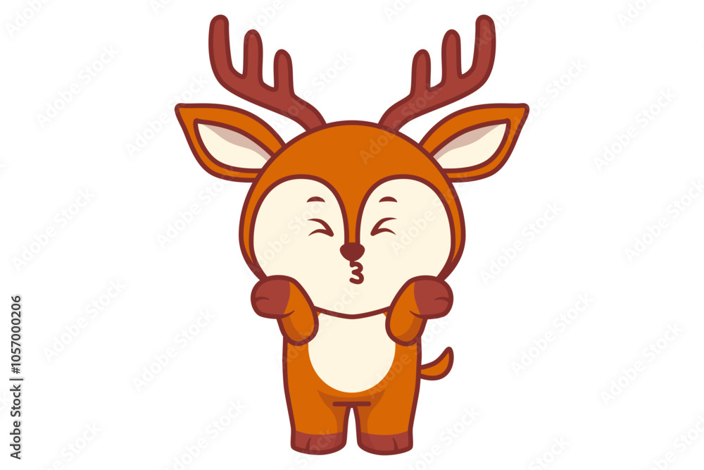 Fototapeta premium Cute Deer Giving a Kiss Gesture Illustration